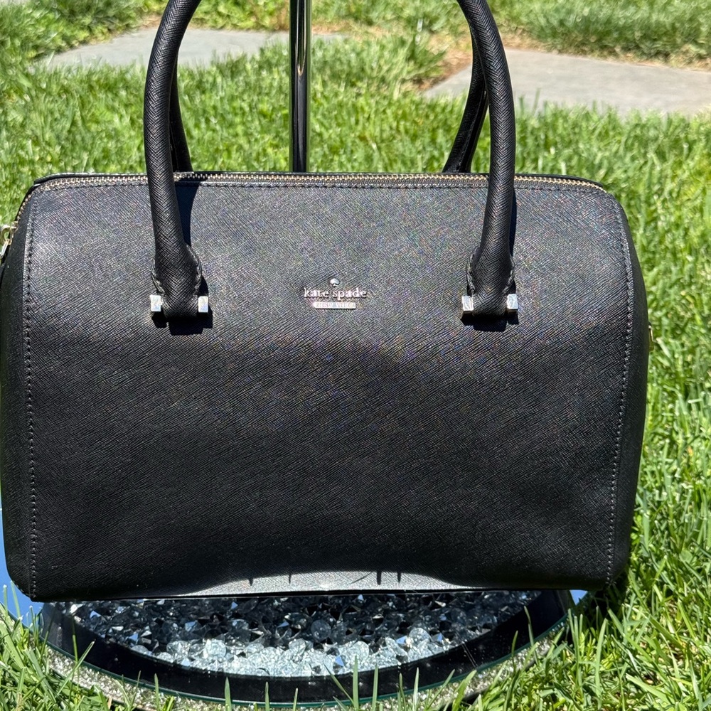 Like new condition kate spade Black Saffiano Satchel with Silver Hardware